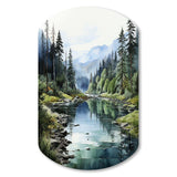Green Blue Minimalism Forest Reflections - Asymmetric Metal Wall Art