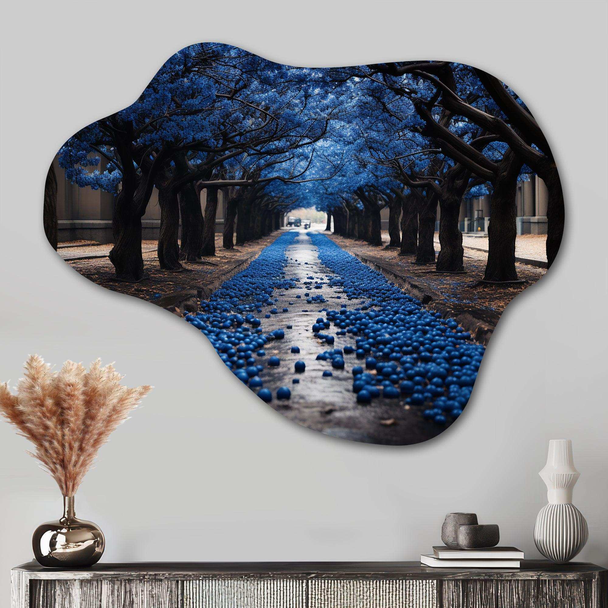 Monochrome Yellow And Grey Tree Symphony XI - Asymmetric Metal Wall Art