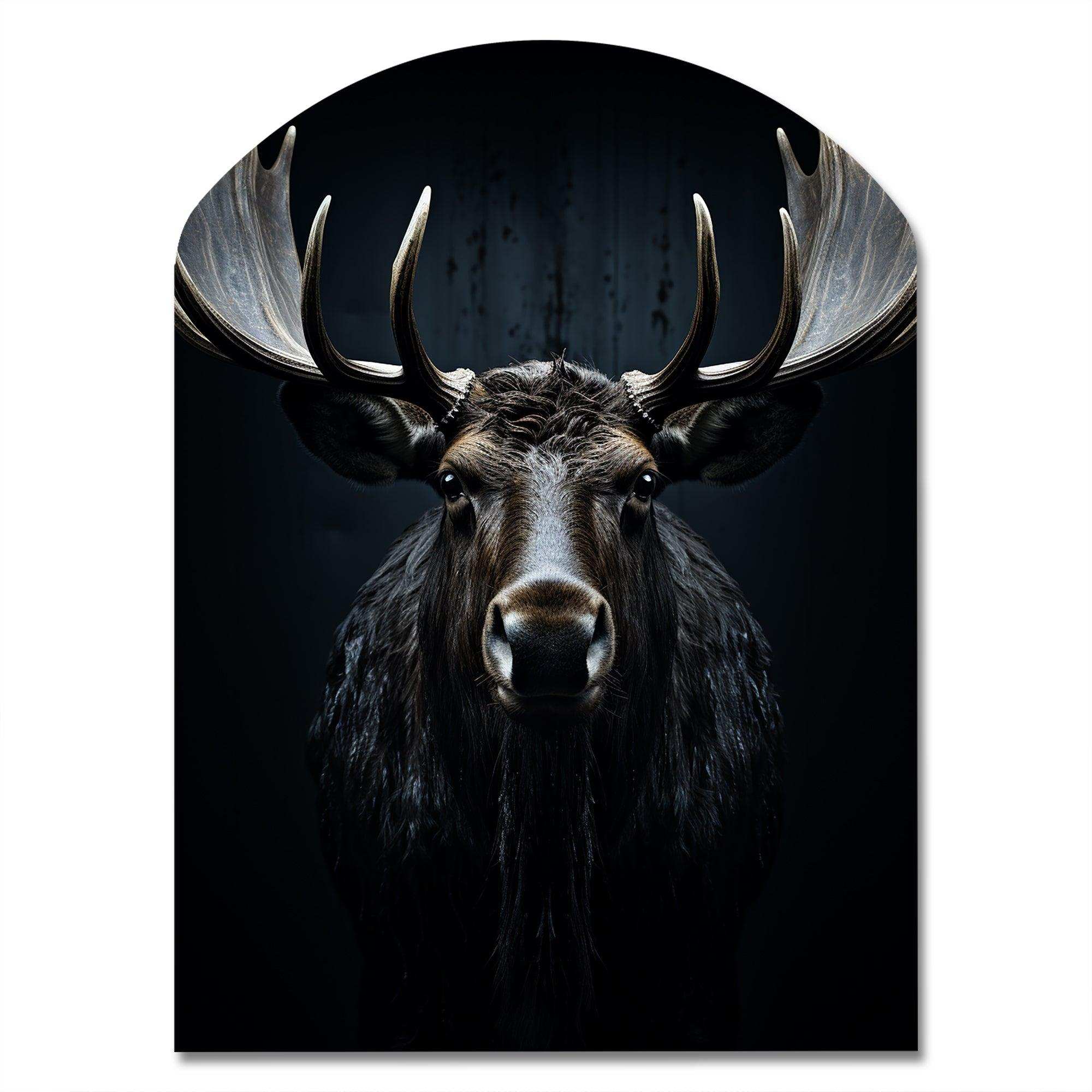 Black White Moose Vibrant Contrast II - Asymmetric Metal Wall Art
