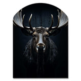 Black White Moose Vibrant Contrast II - Asymmetric Metal Wall Art