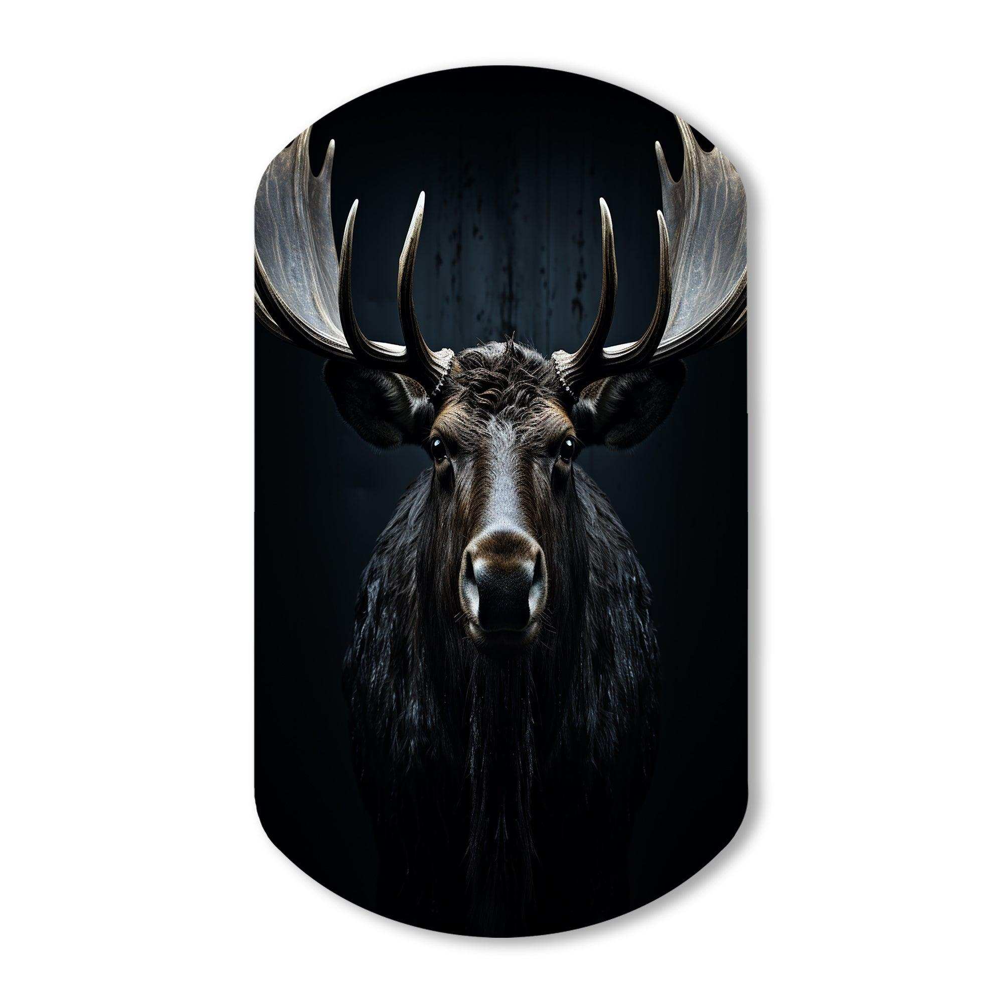 Black White Moose Vibrant Contrast II - Asymmetric Metal Wall Art