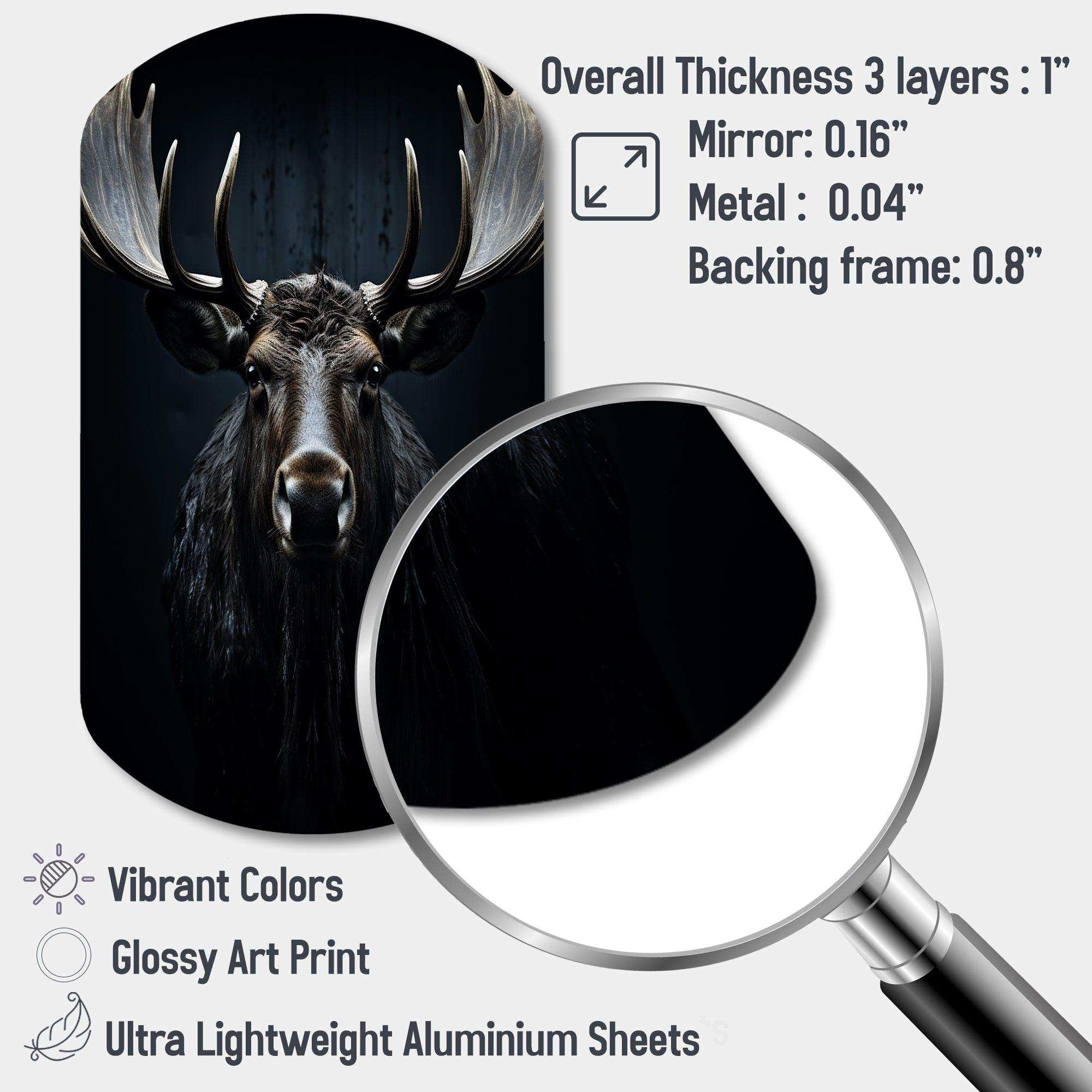 Black White Moose Vibrant Contrast II - Asymmetric Metal Wall Art