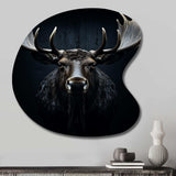 Black White Moose Vibrant Contrast II - Asymmetric Metal Wall Art