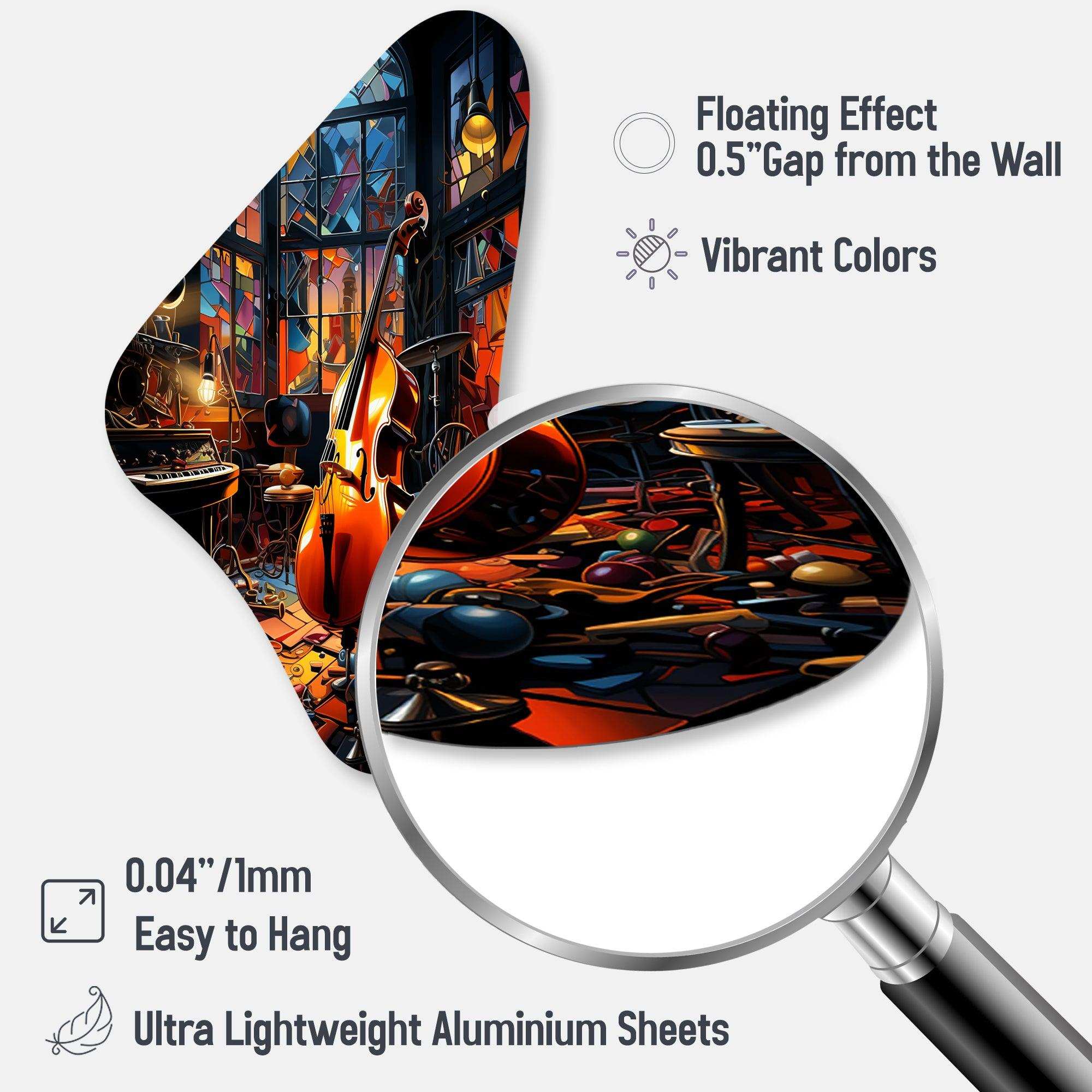 Music Jazz Fusion Vibrant - Asymmetric Metal Wall Art