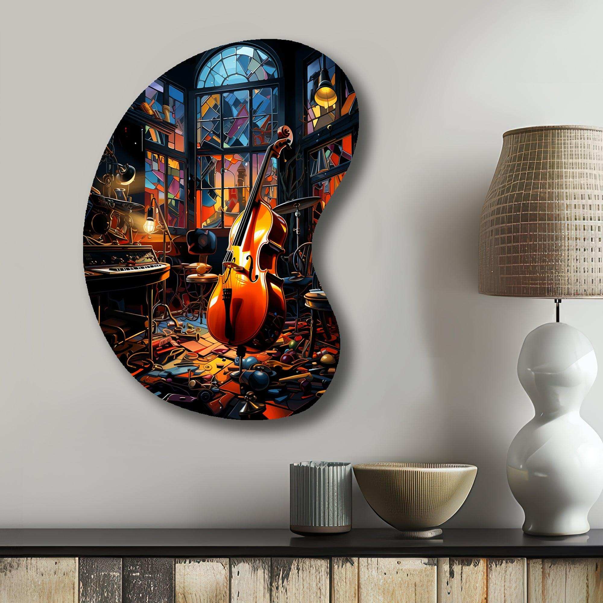 Music Jazz Fusion Vibrant - Asymmetric Metal Wall Art