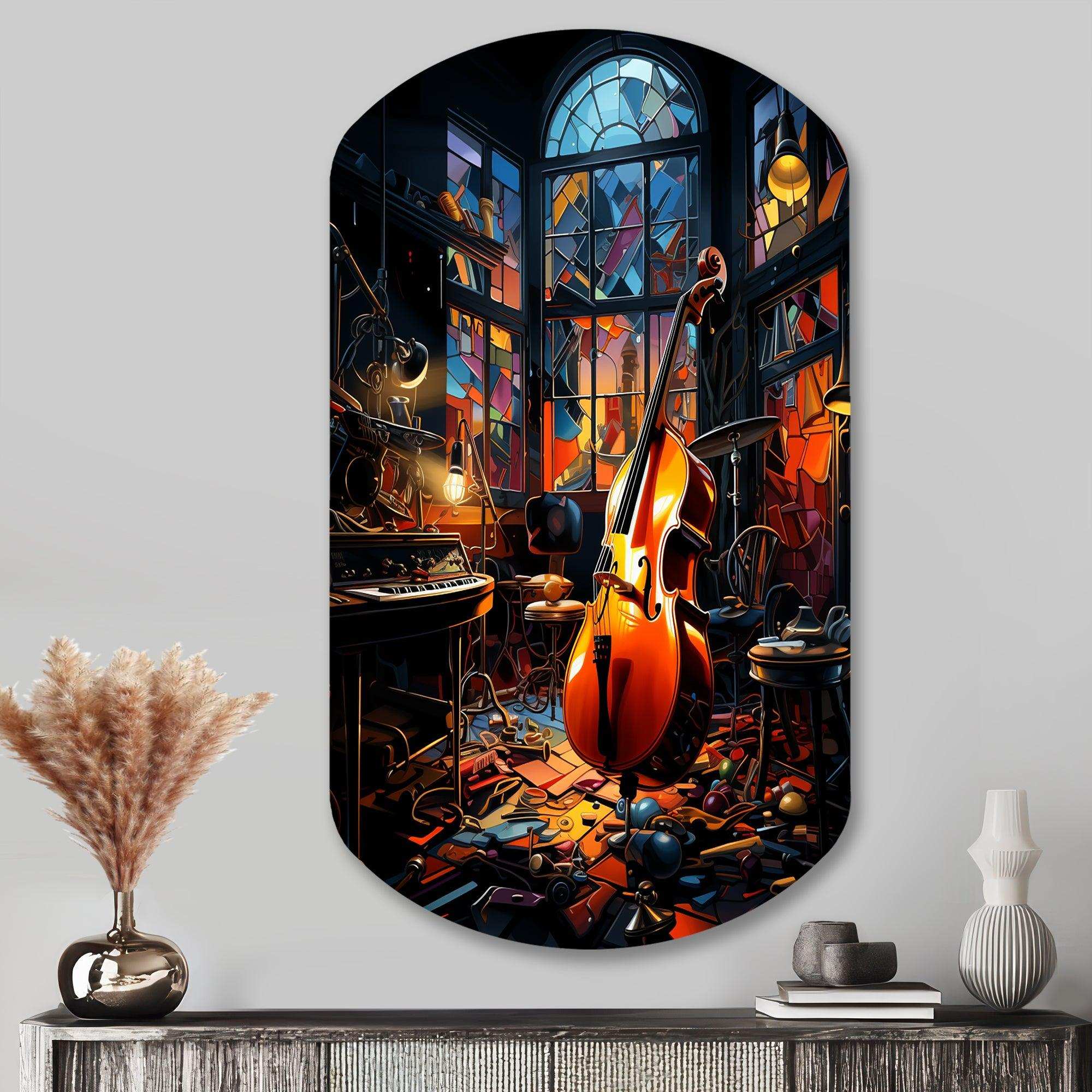 Music Jazz Fusion Vibrant - Asymmetric Metal Wall Art