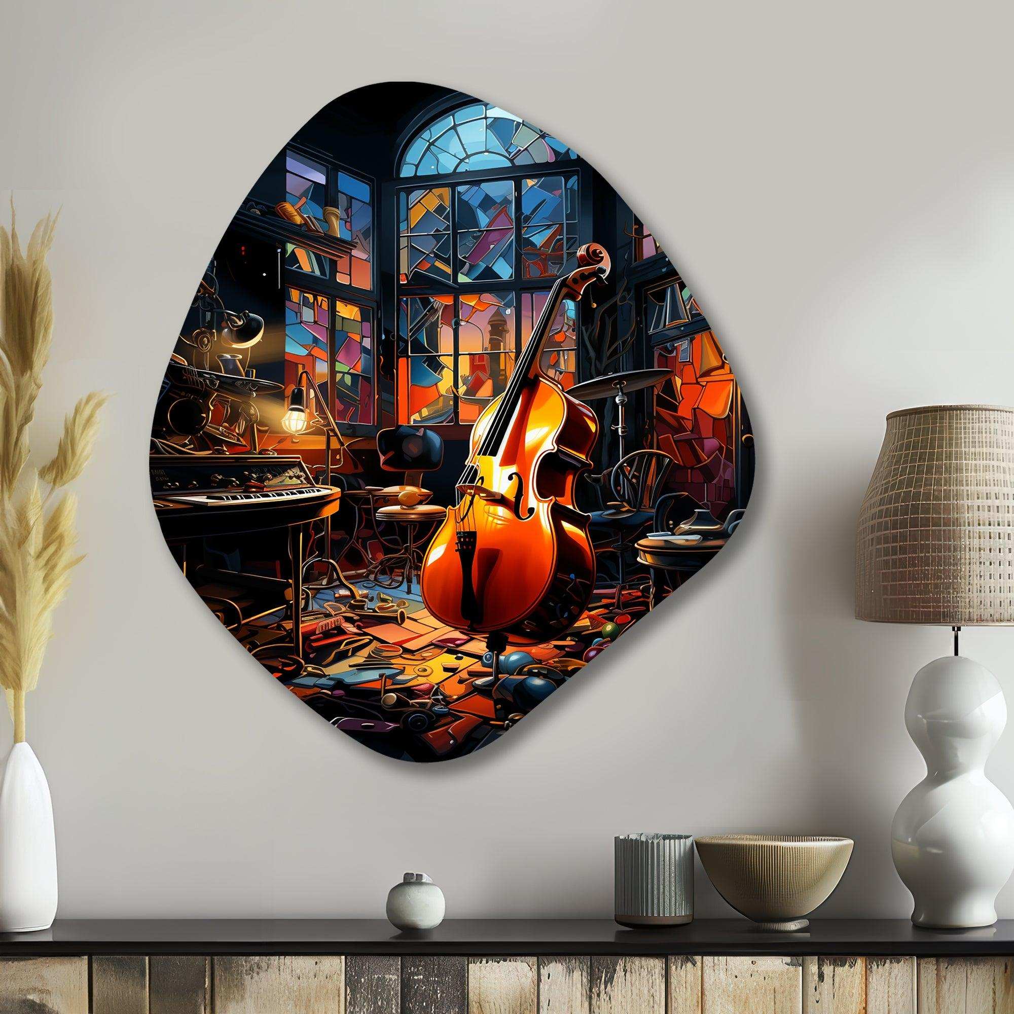 Music Jazz Fusion Vibrant - Asymmetric Metal Wall Art