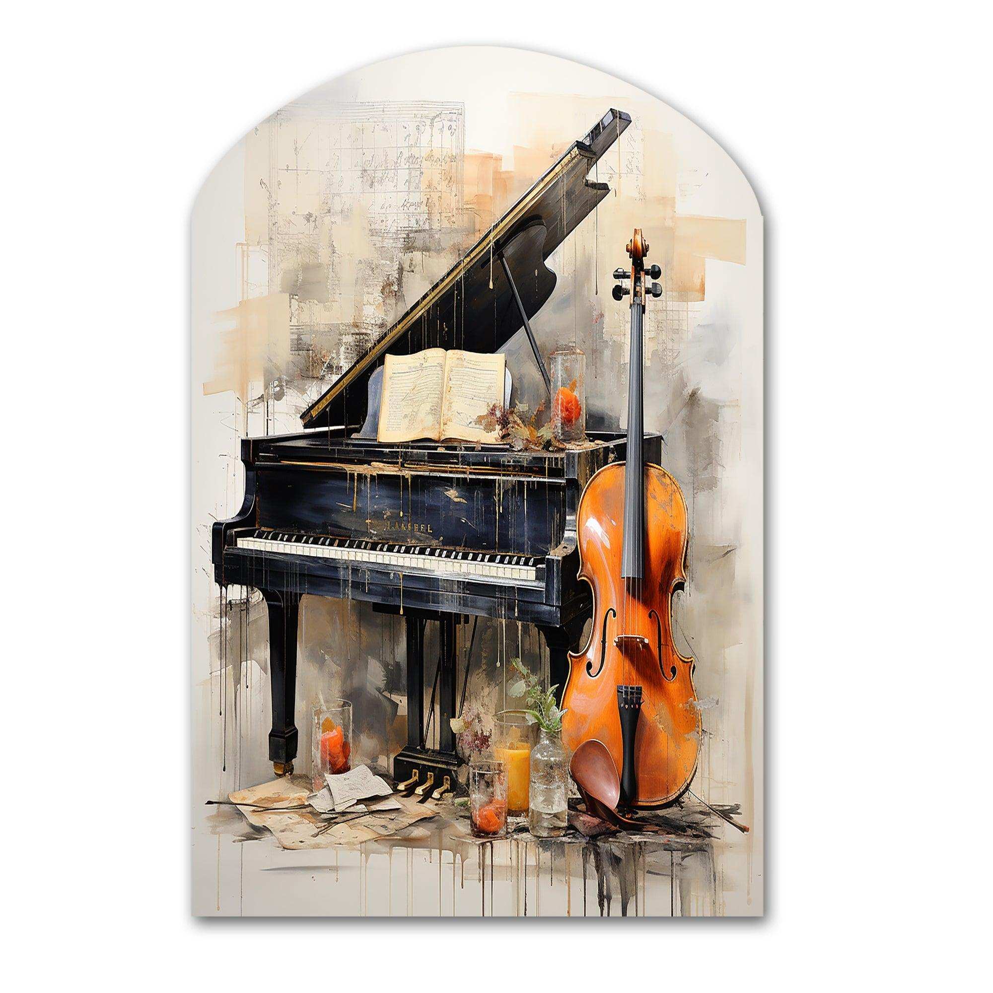Music Melancholy Melodies Subdued - Asymmetric Metal Wall Art