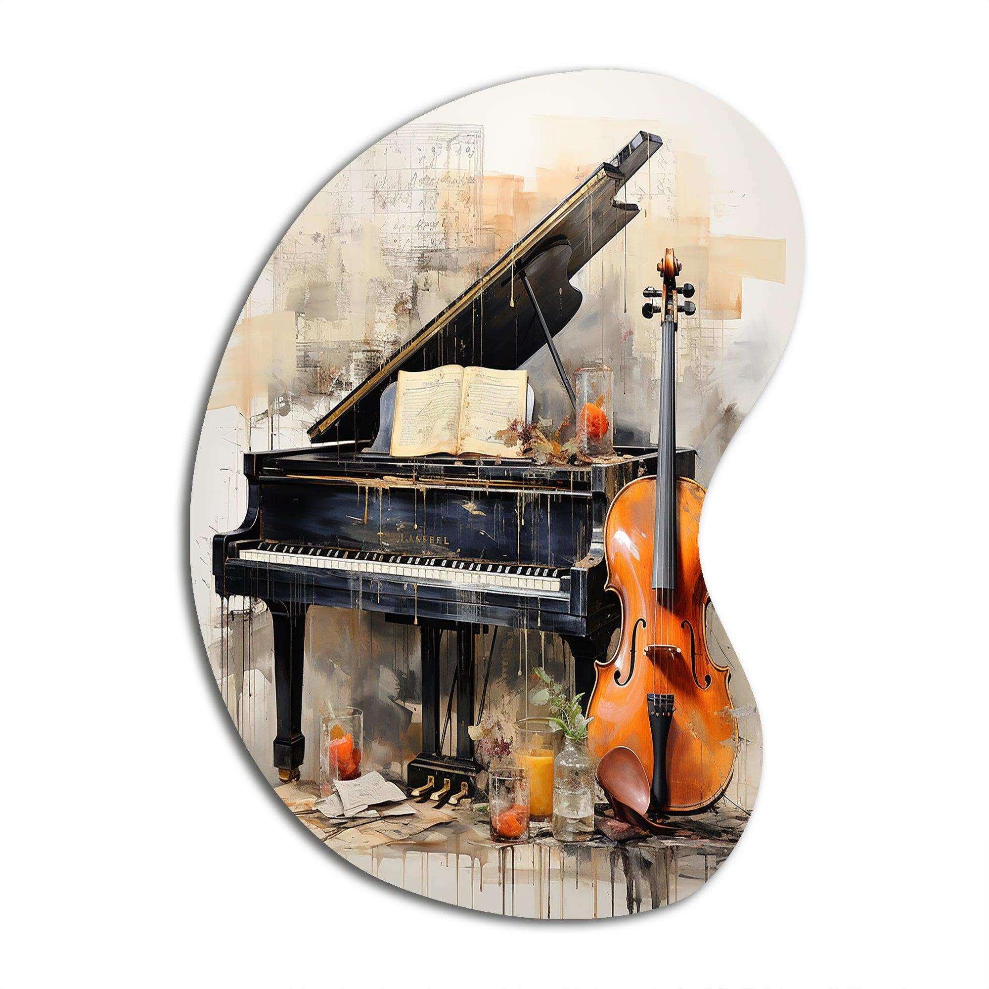 Music Melancholy Melodies Subdued - Asymmetric Metal Wall Art