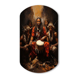 Music Tribal Drummers Earthy - Asymmetric Metal Wall Art