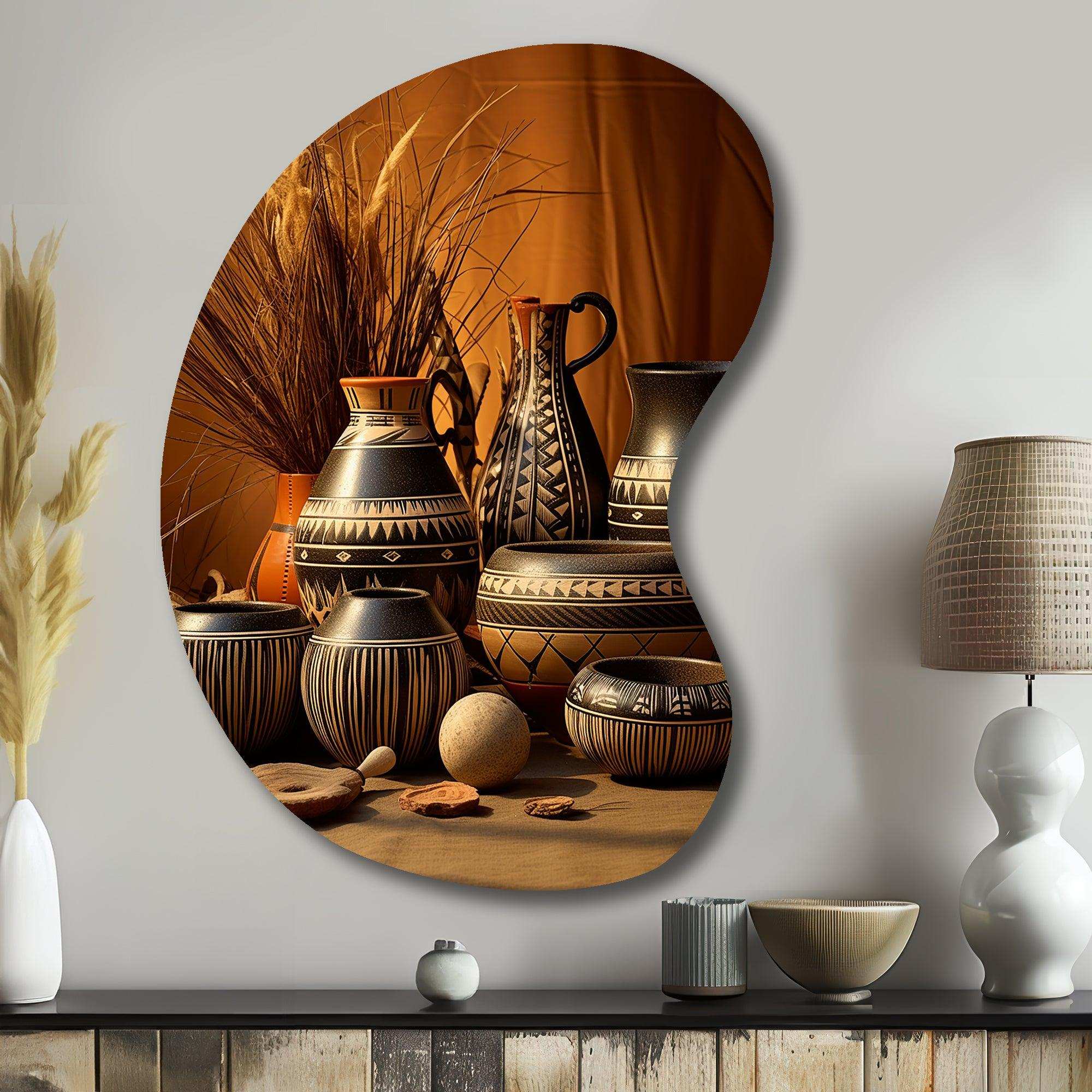 Native Art Pottery Serenity I - Asymmetric Metal Wall Art