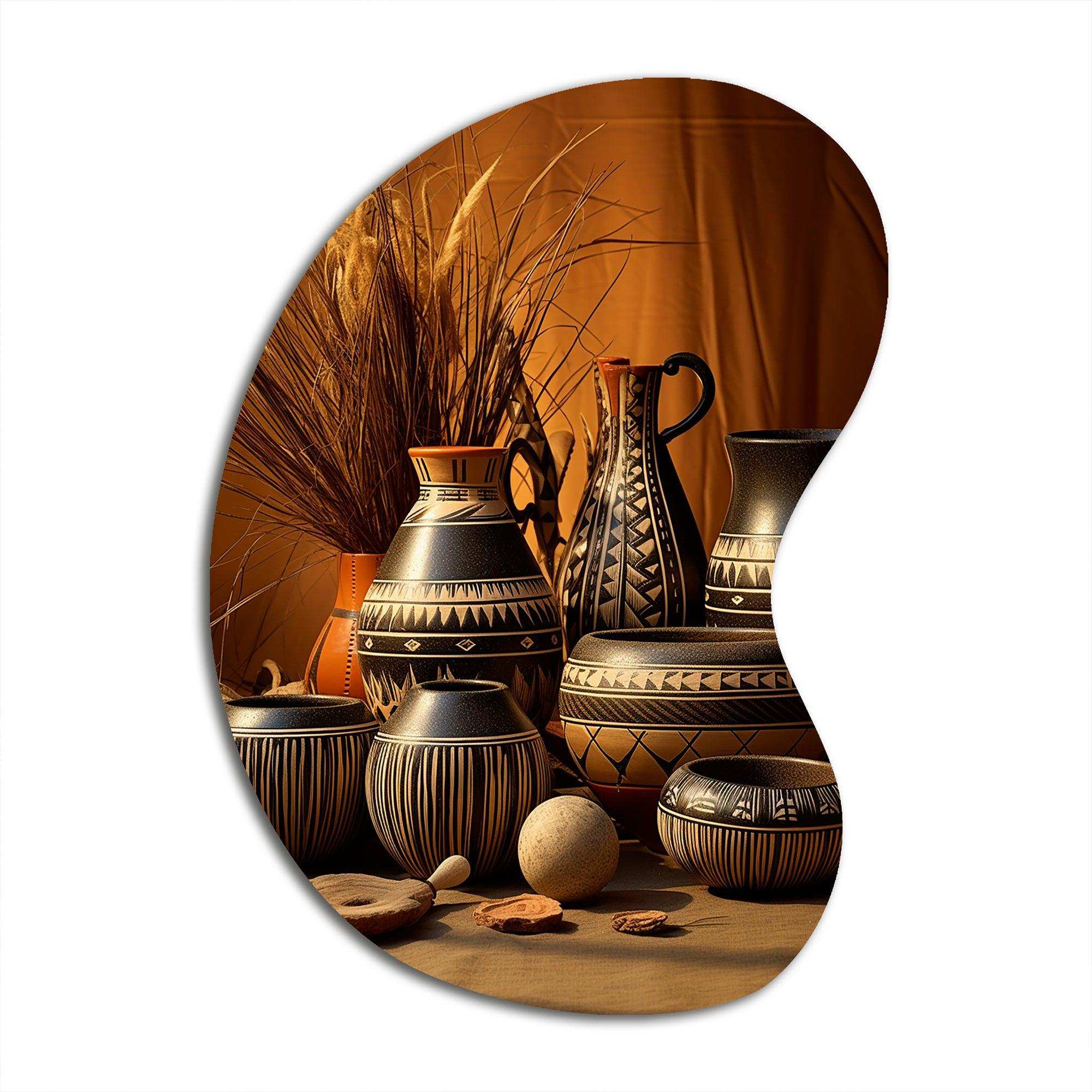 Native Art Pottery Serenity I - Asymmetric Metal Wall Art