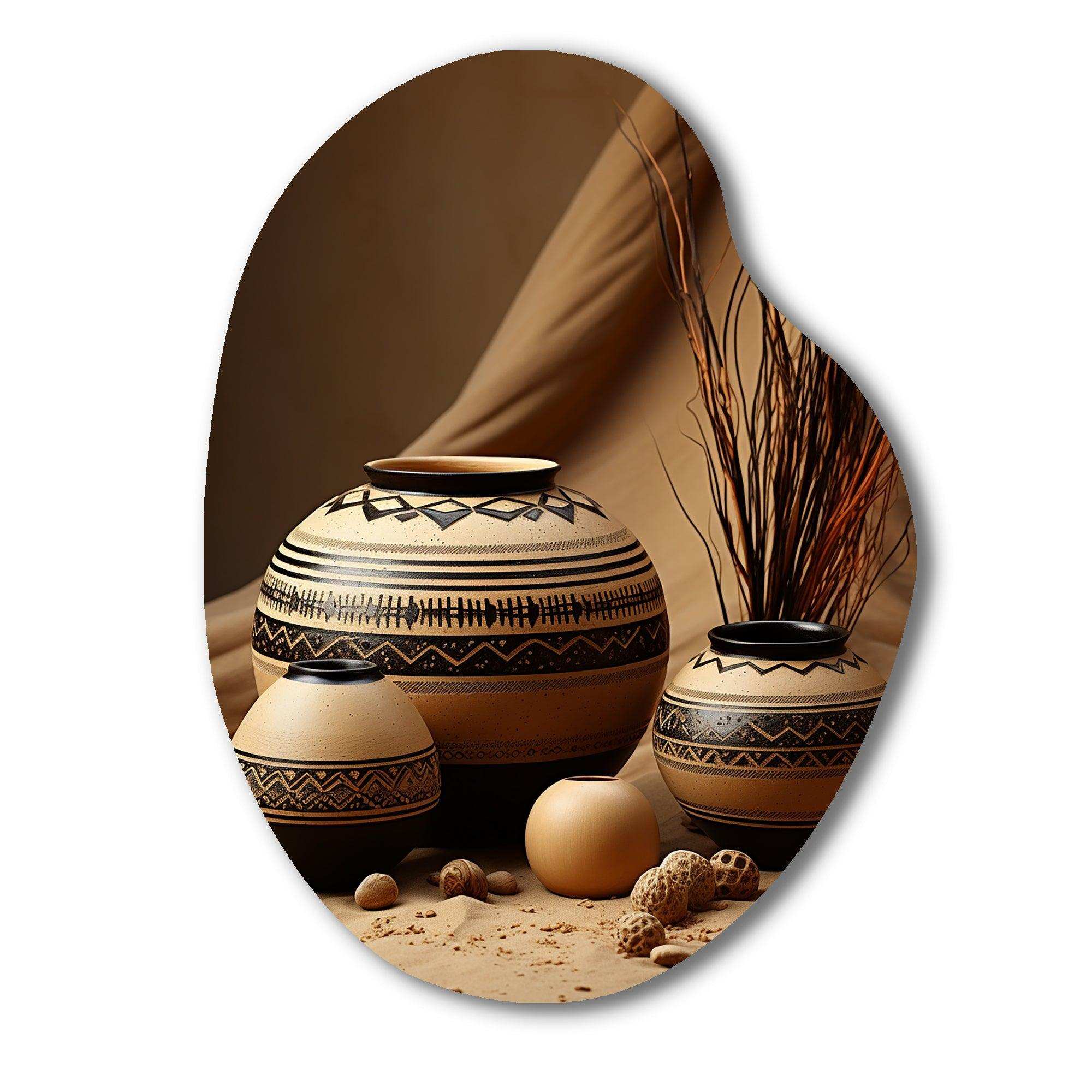 Native Art Pottery Serenity II - Asymmetric Metal Wall Art