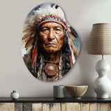 Native Art Spirited Lakota Portrait - Asymmetric Metal Wall Art