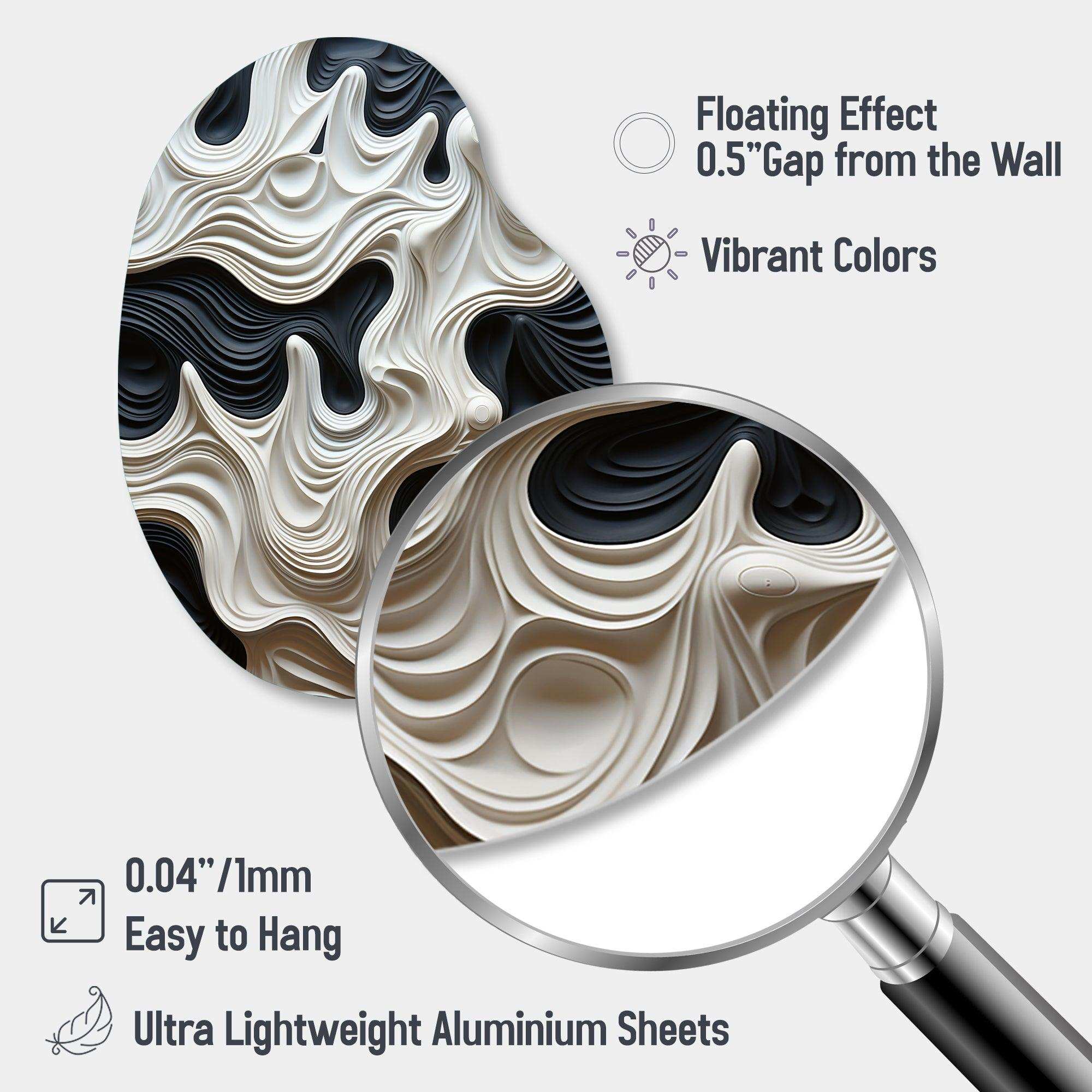 Black White Opt Art Rhythmic Pulses I - Asymmetric Metal Wall Art