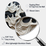 Black White Opt Art Rhythmic Pulses I - Asymmetric Metal Wall Art