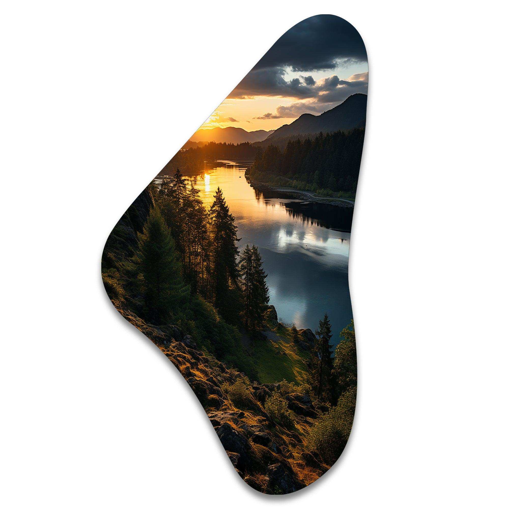 Oregon River Landscape II - Asymmetric Metal Wall Art