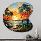 Orange Palm Trees Mosaic III - Asymmetric Metal Wall Art