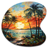 Orange Palm Trees Mosaic III - Asymmetric Metal Wall Art
