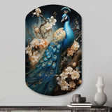 Peacock Encaustic Portrait I - Asymmetric Metal Wall Art