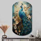 Peacock Encaustic Portrait II - Asymmetric Metal Wall Art