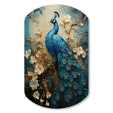 Peacock Encaustic Portrait II - Asymmetric Metal Wall Art