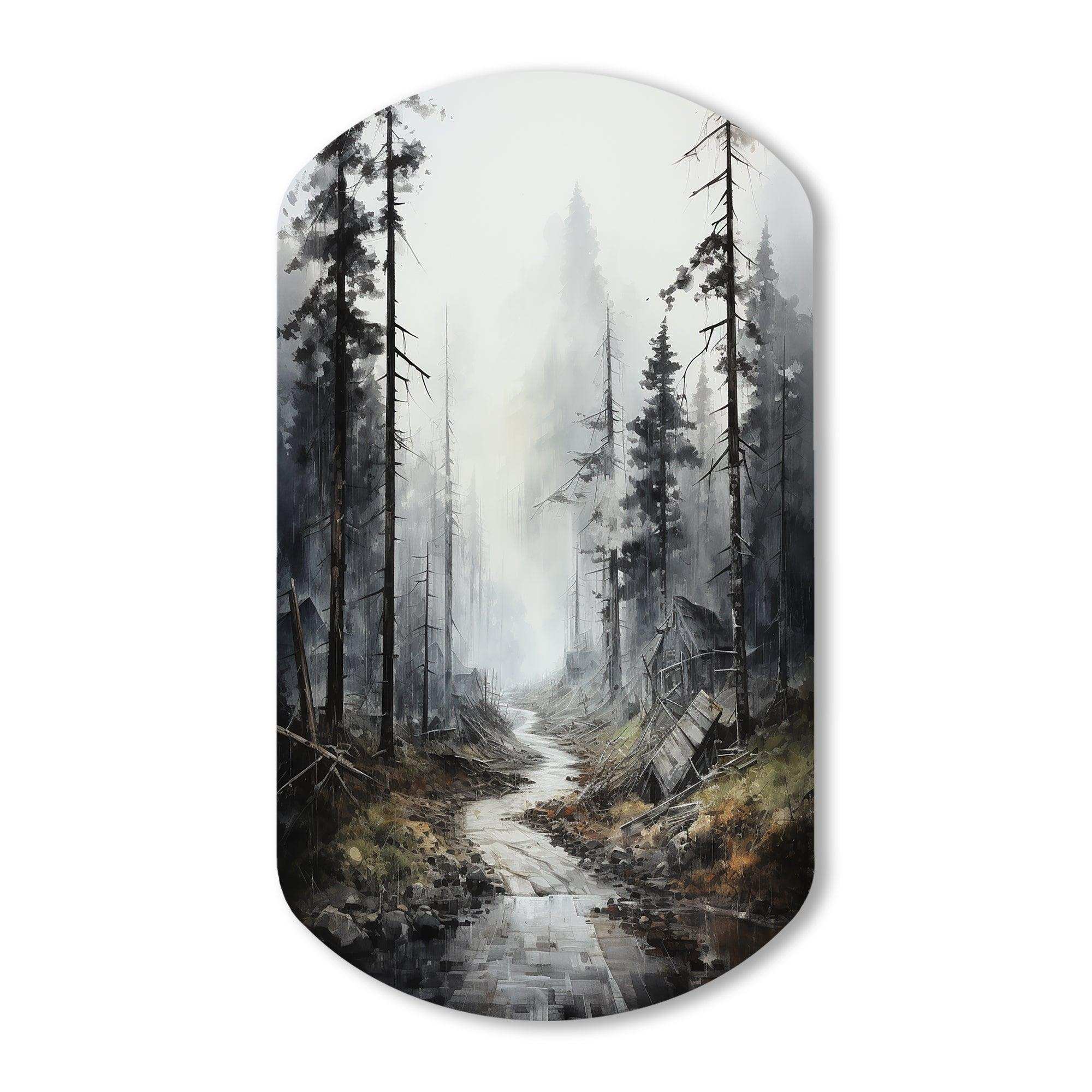 Meandering Road Thorugh Forest - Asymmetric Metal Wall Art