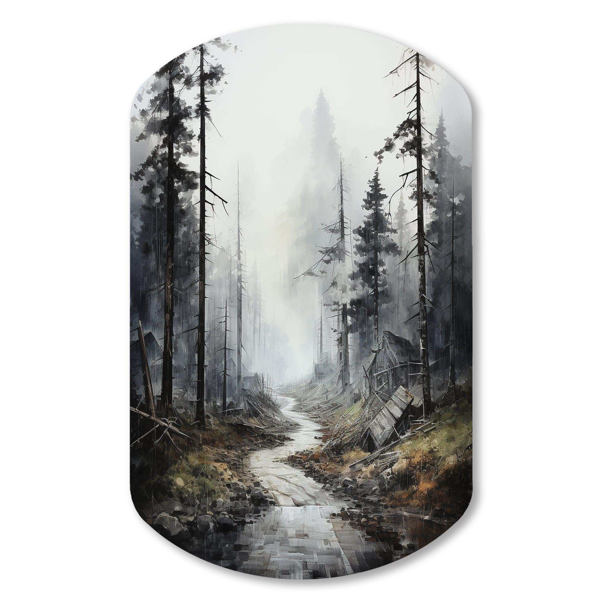 Meandering Road Thorugh Forest - Asymmetric Metal Wall Art