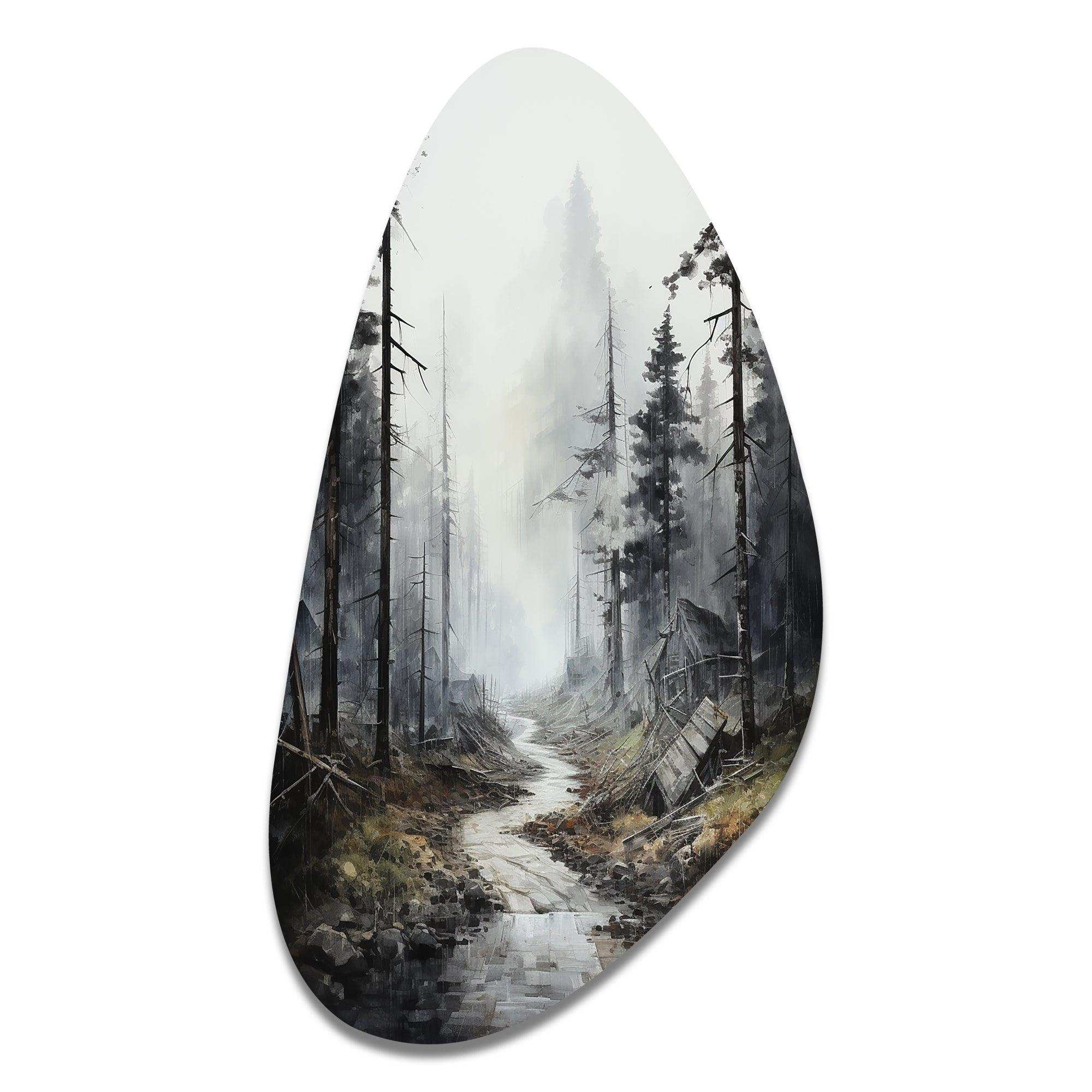 Meandering Road Thorugh Forest - Asymmetric Metal Wall Art