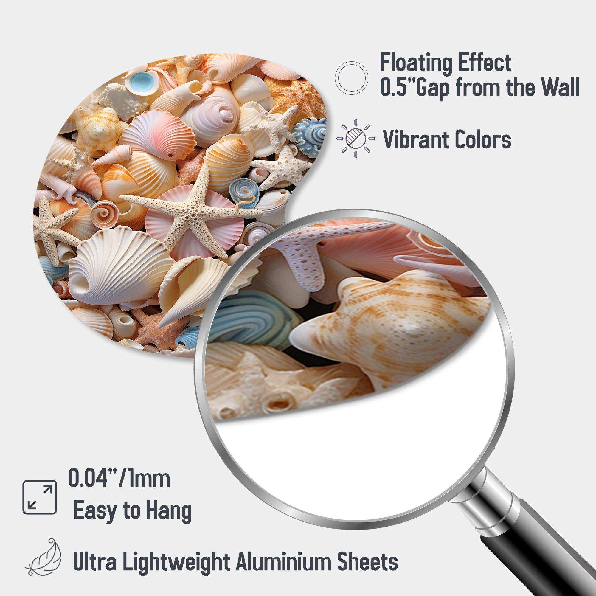 Seashell Realistic Treasures Realism - Asymmetric Metal Wall Art