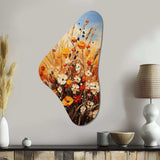 Orange Yellow Seasonal Flowers Seasonal Collage II - Asymmetric Metal Wall Art