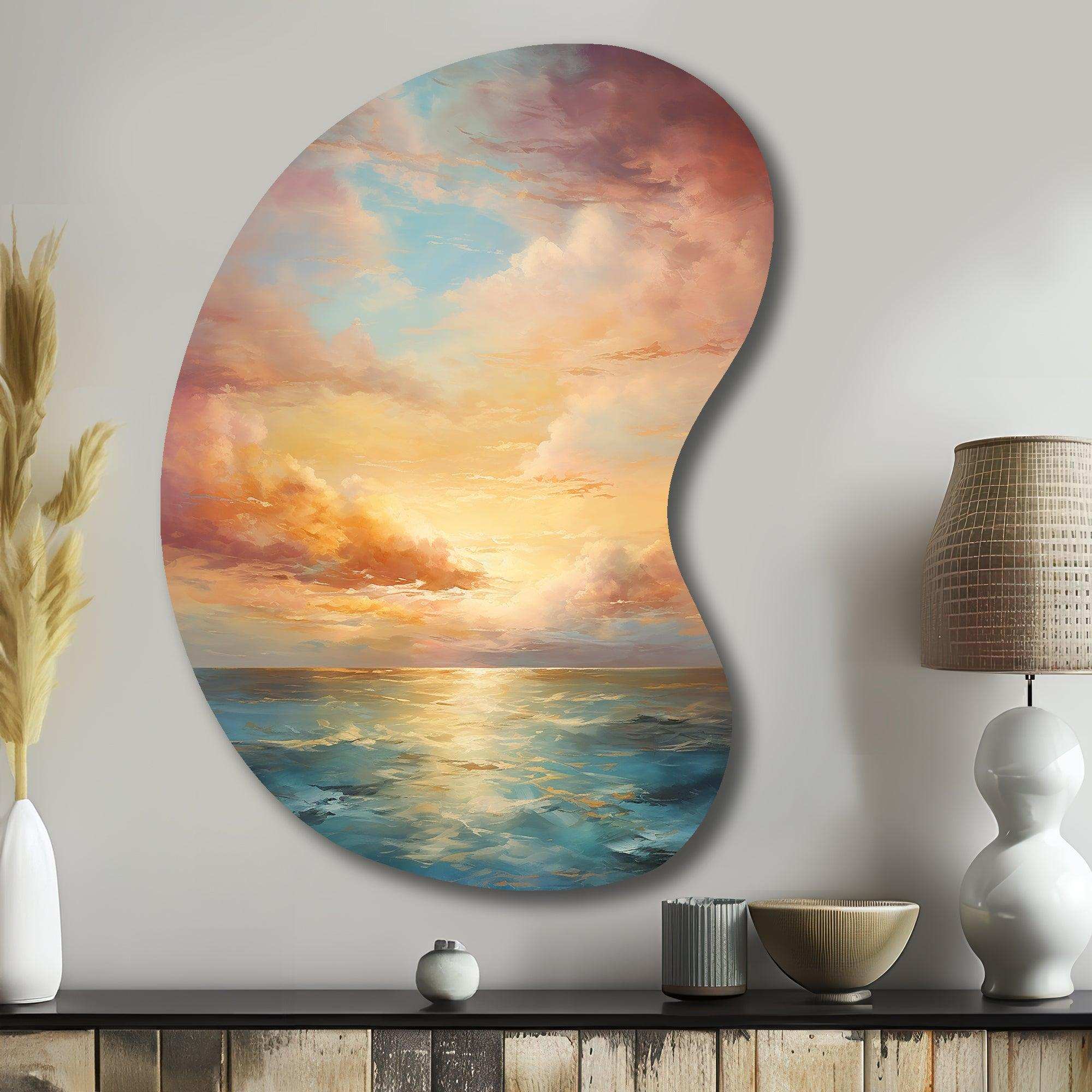 Ocean Sunset Celestial Symphony - Asymmetric Metal Wall Art