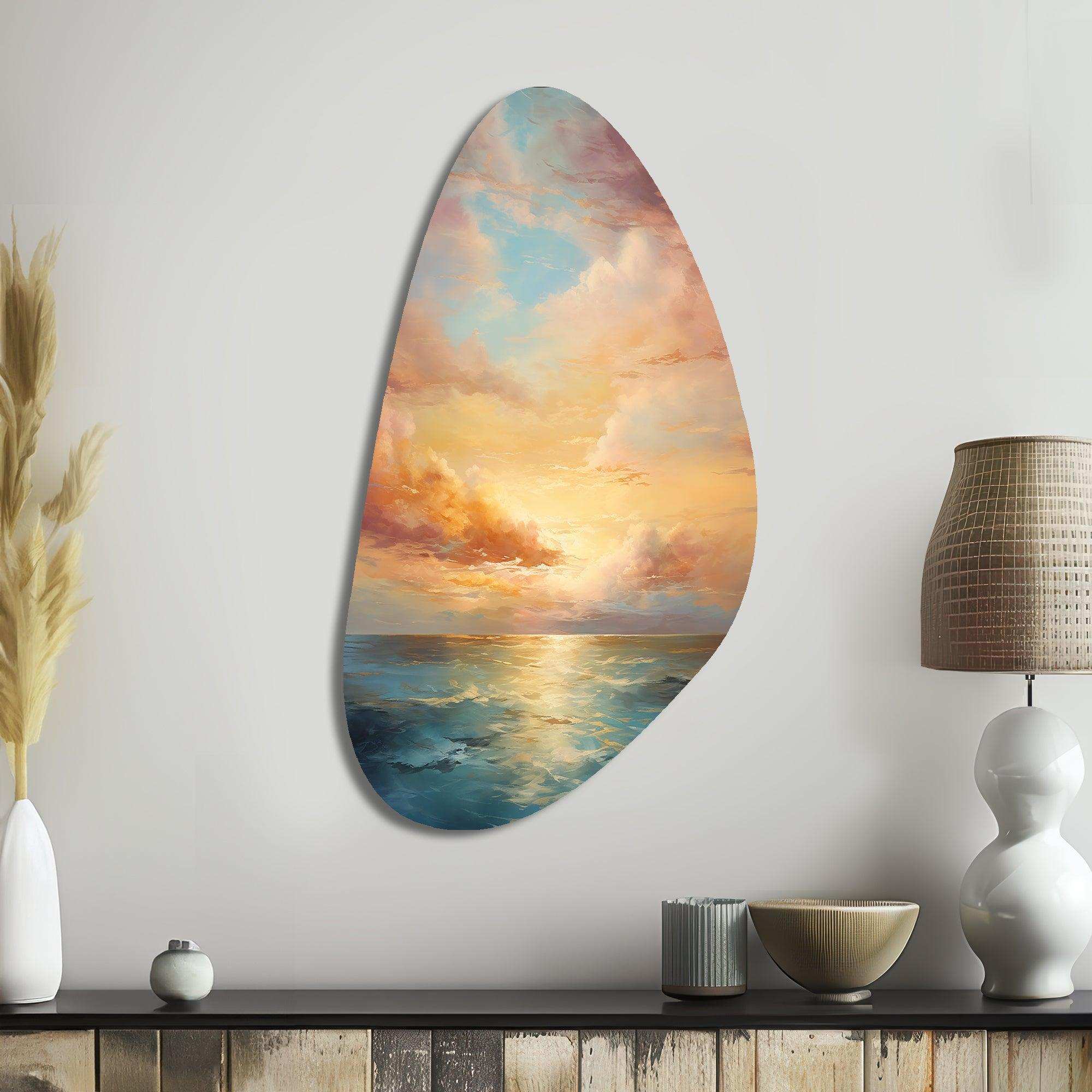 Ocean Sunset Celestial Symphony - Asymmetric Metal Wall Art