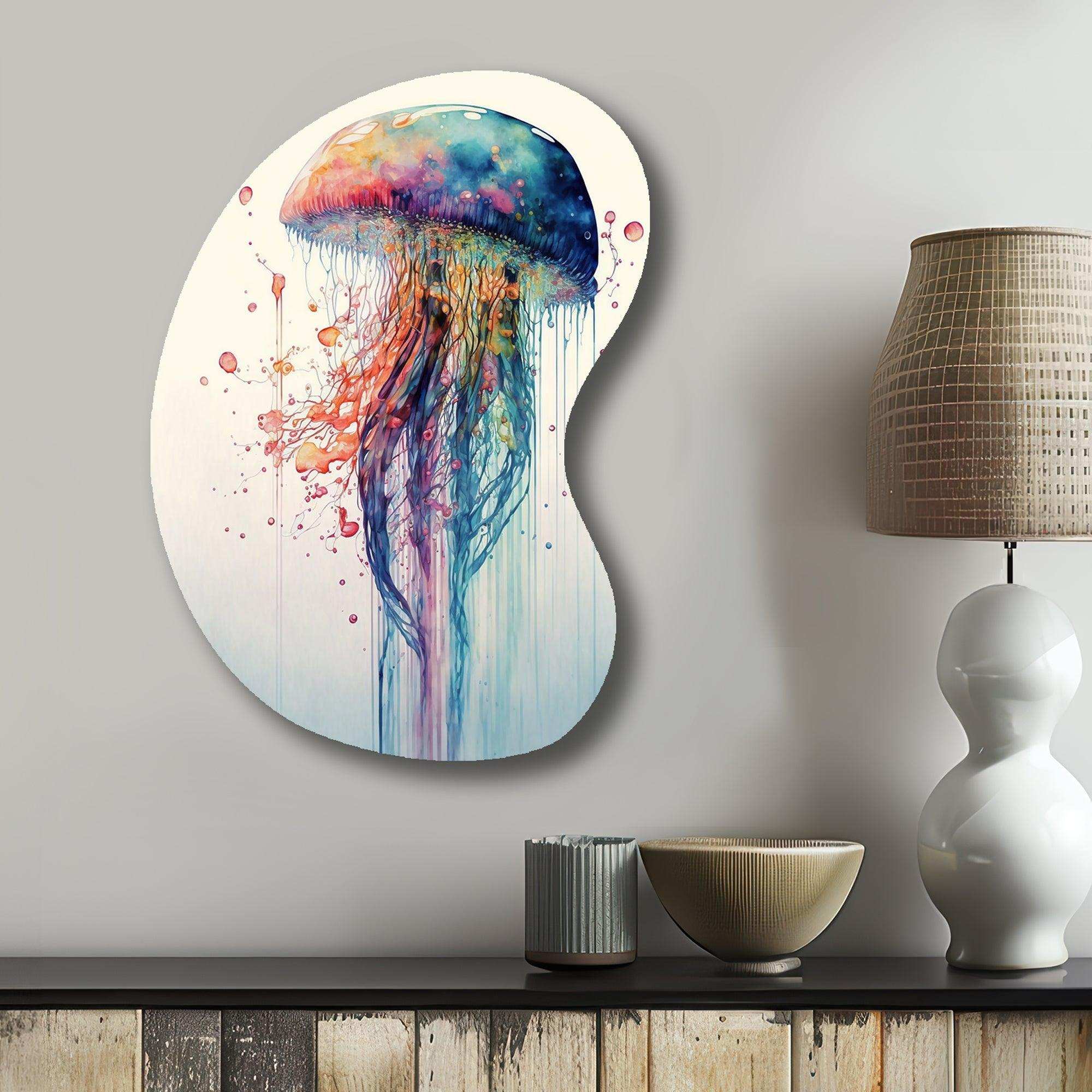 Colorful Deepsea Jellyfish IV - Asymmetric Metal Wall Art