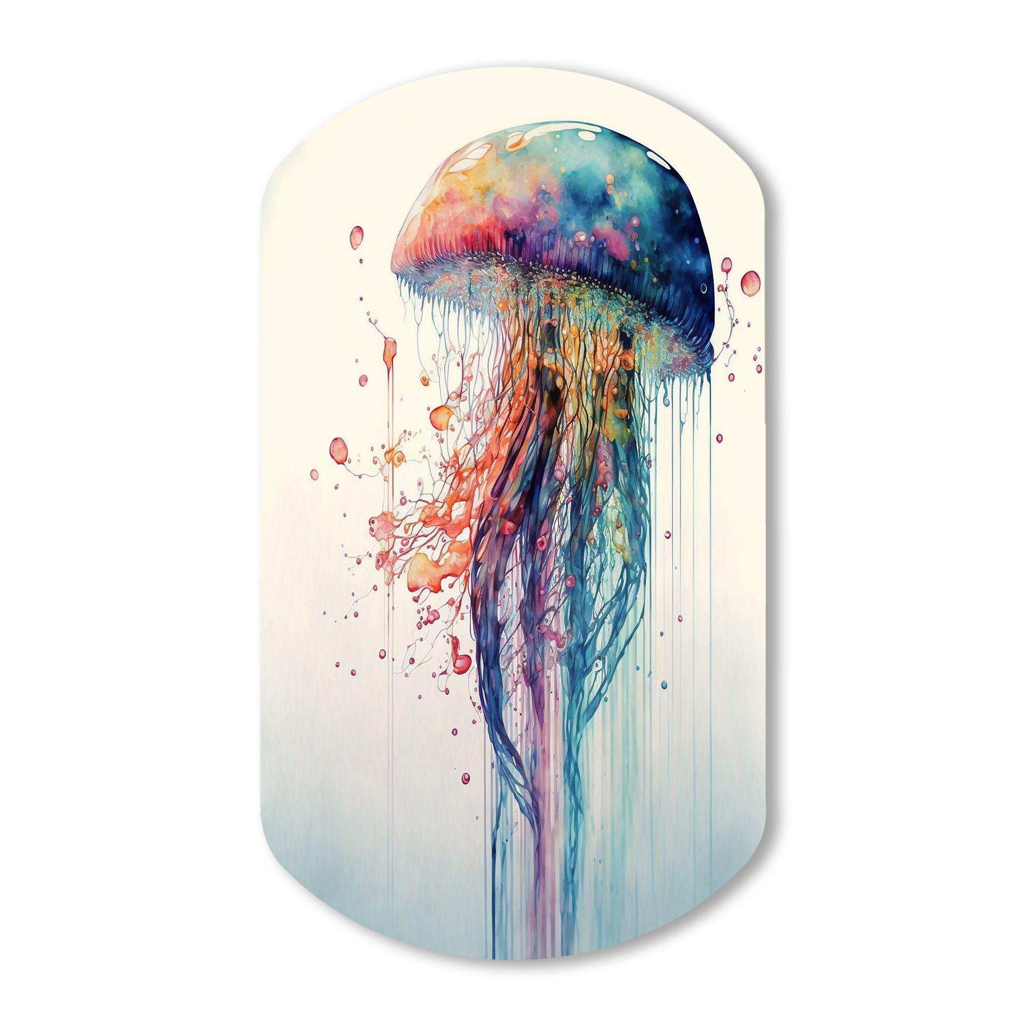 Colorful Deepsea Jellyfish IV - Asymmetric Metal Wall Art