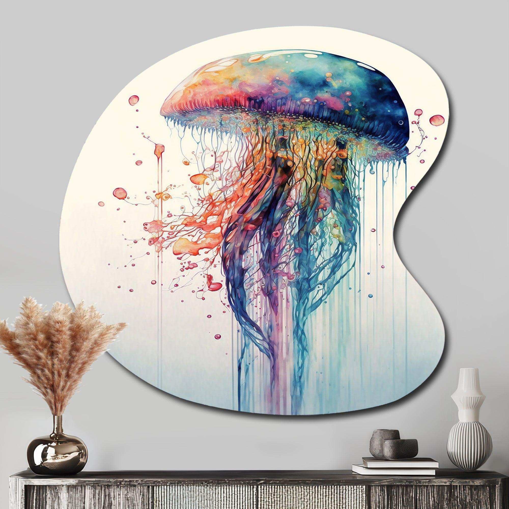 Colorful Deepsea Jellyfish IV - Asymmetric Metal Wall Art