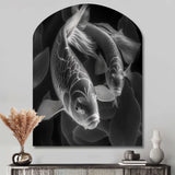 Monochrome Koi Fish - Asymmetric Metal Wall Art