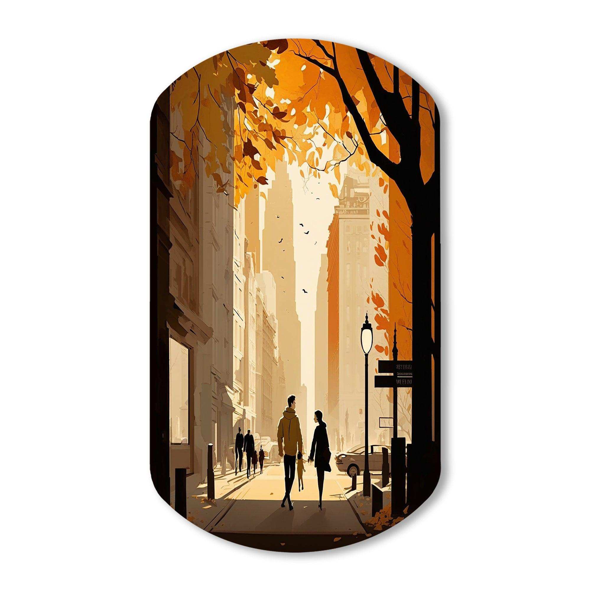 New York Love In Autumn - Asymmetric Metal Wall Art