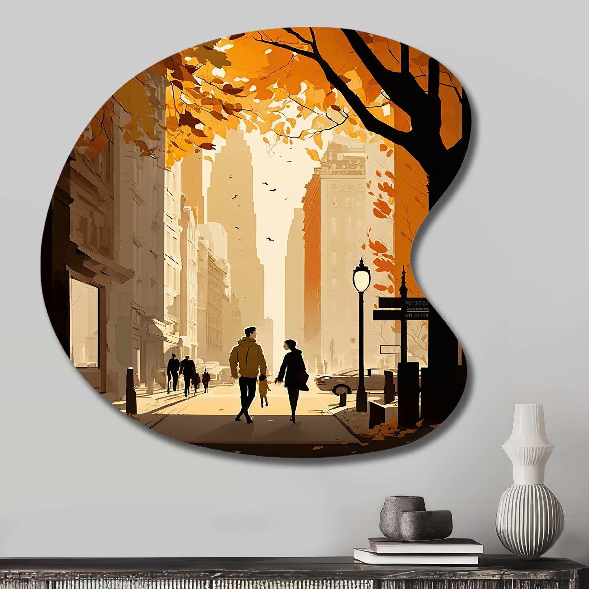 New York Love In Autumn - Asymmetric Metal Wall Art