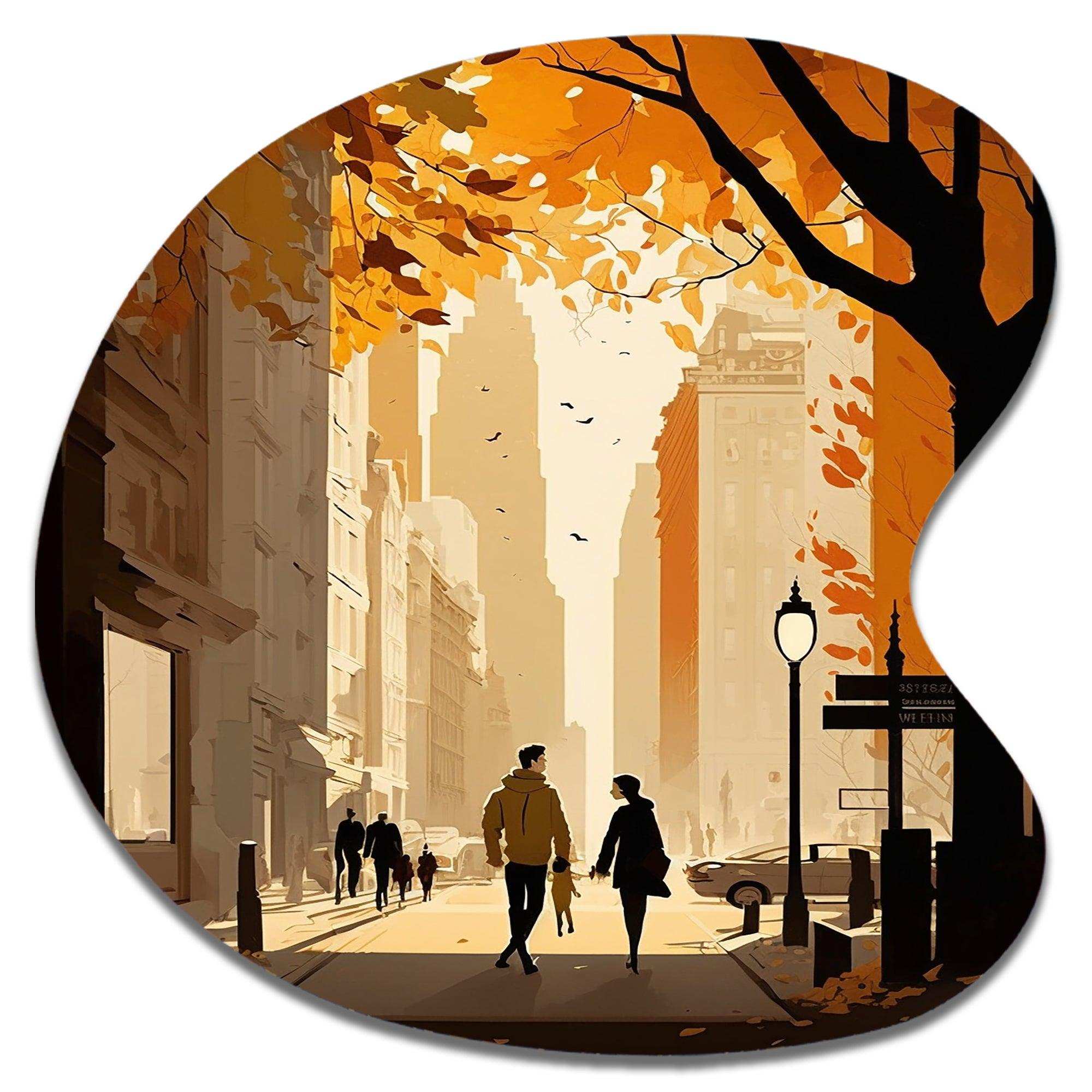 New York Love In Autumn - Asymmetric Metal Wall Art