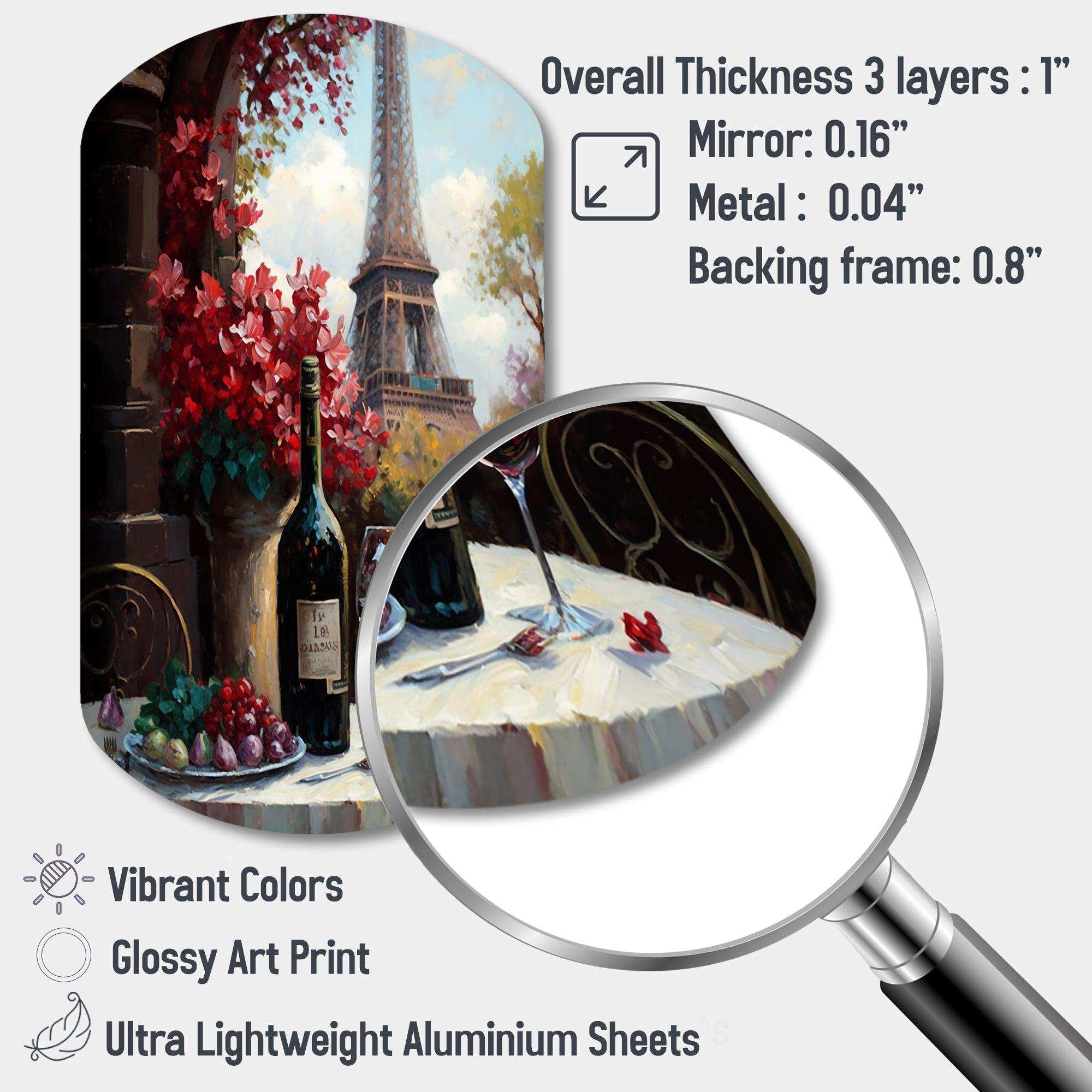 Savouring Red Wine By The Paris Eiffel Tower II - Asymmetric Metal Wall Art