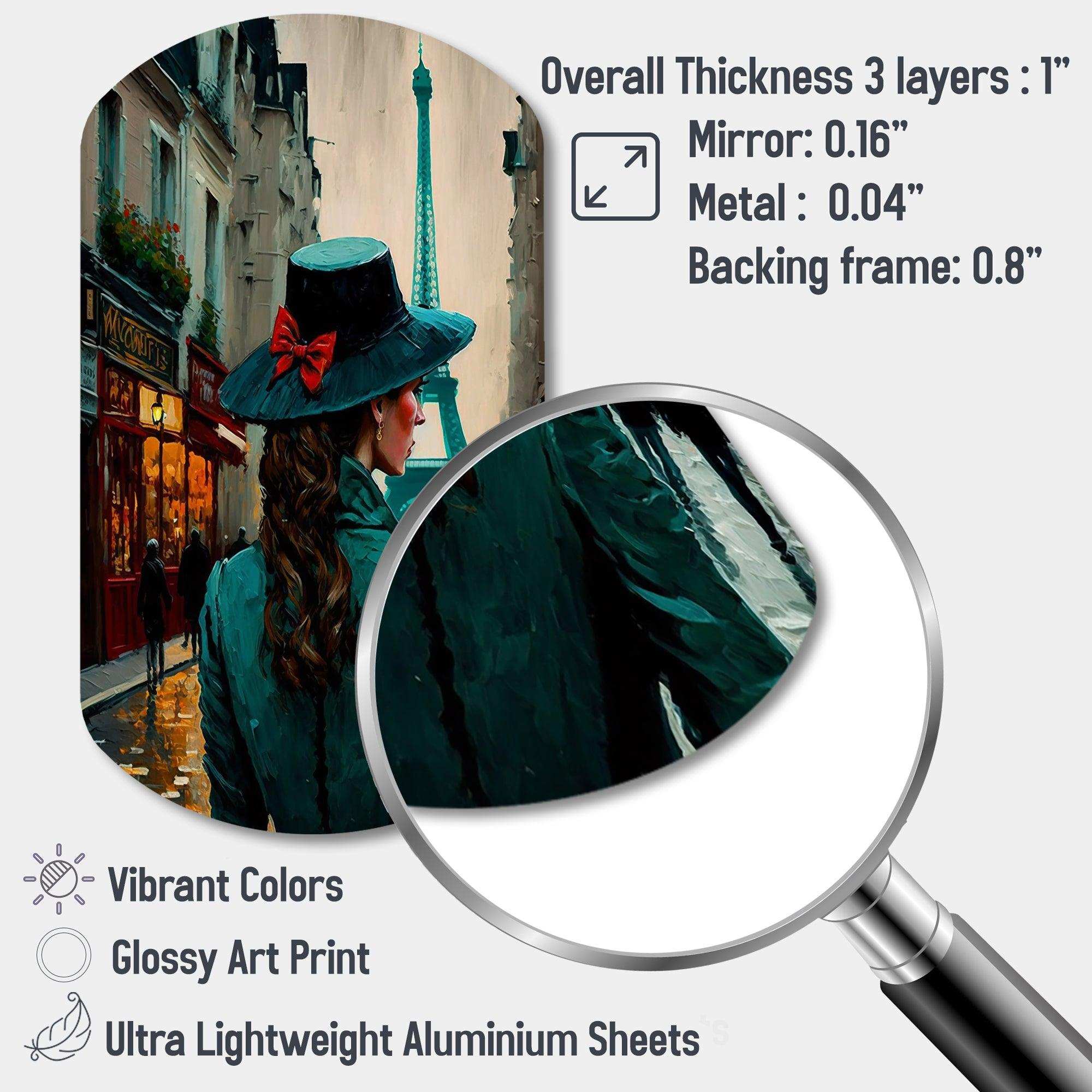 Young Stylish Lady In Paris - Asymmetric Metal Wall Art