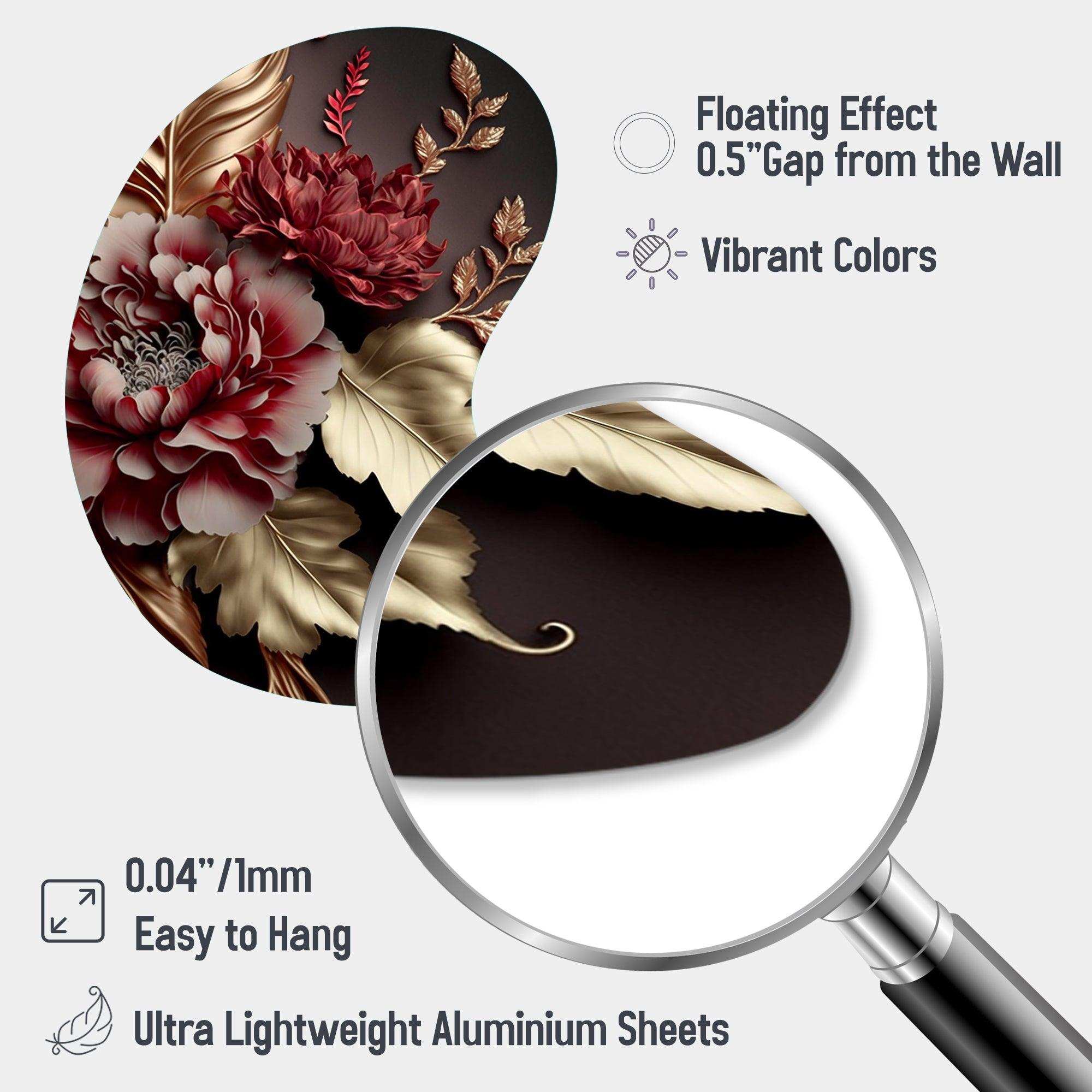 Vintage Glam Rose II - Asymmetric Metal Wall Art