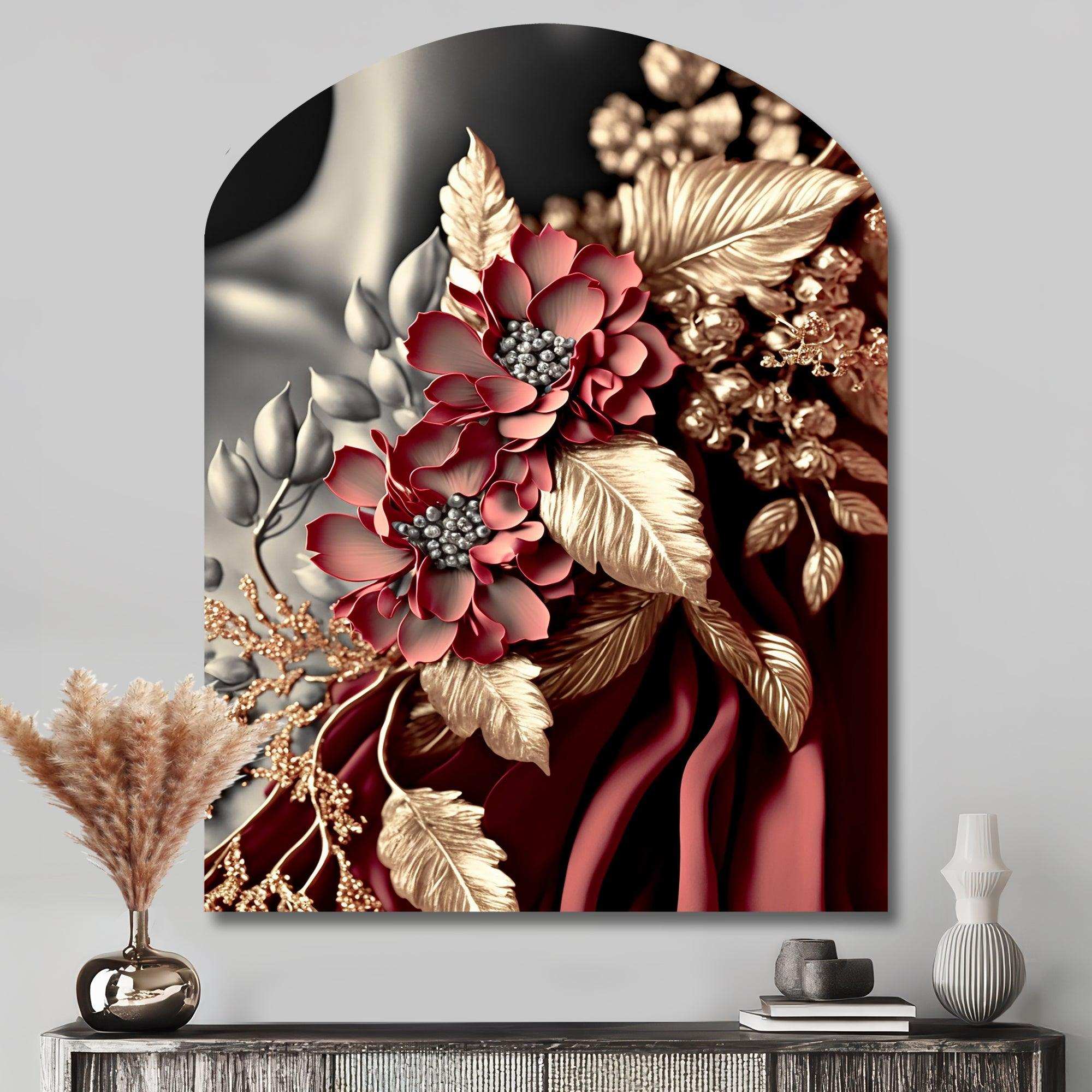 Vintage Glam Rose IV - Asymmetric Metal Wall Art