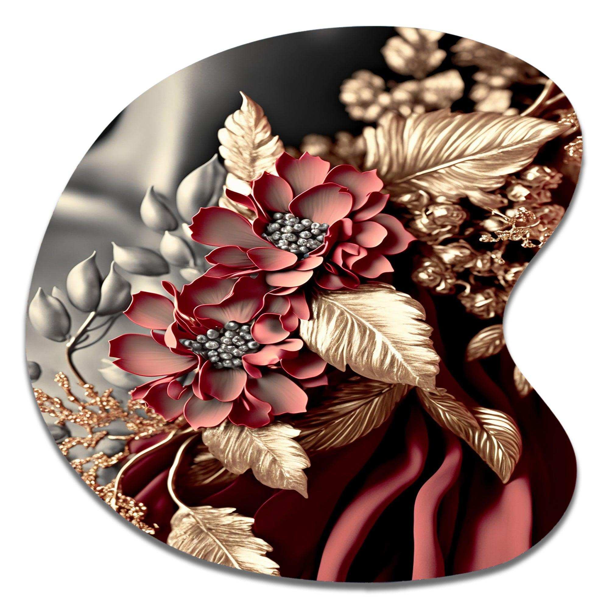 Vintage Glam Rose IV - Asymmetric Metal Wall Art