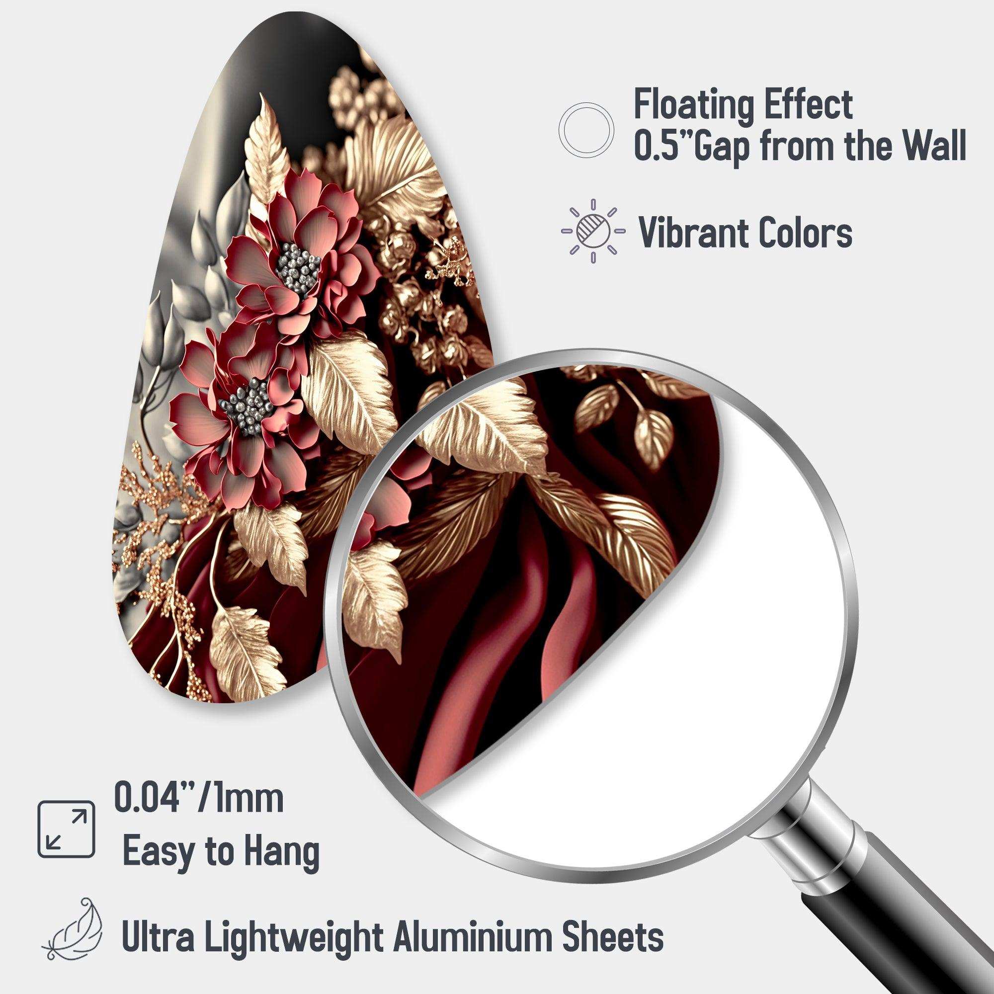 Vintage Glam Rose IV - Asymmetric Metal Wall Art