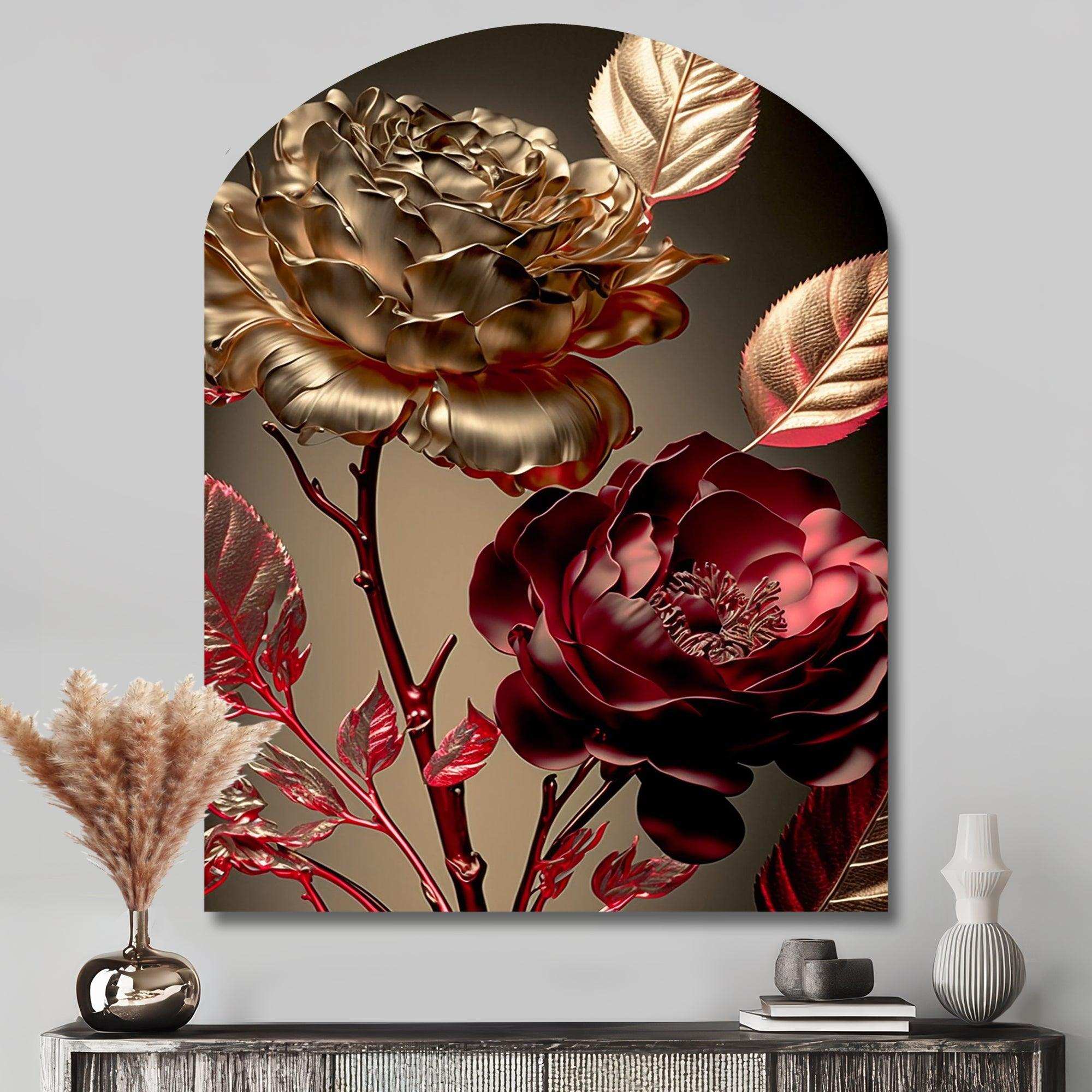 Vintage Glam Rose VI - Asymmetric Metal Wall Art