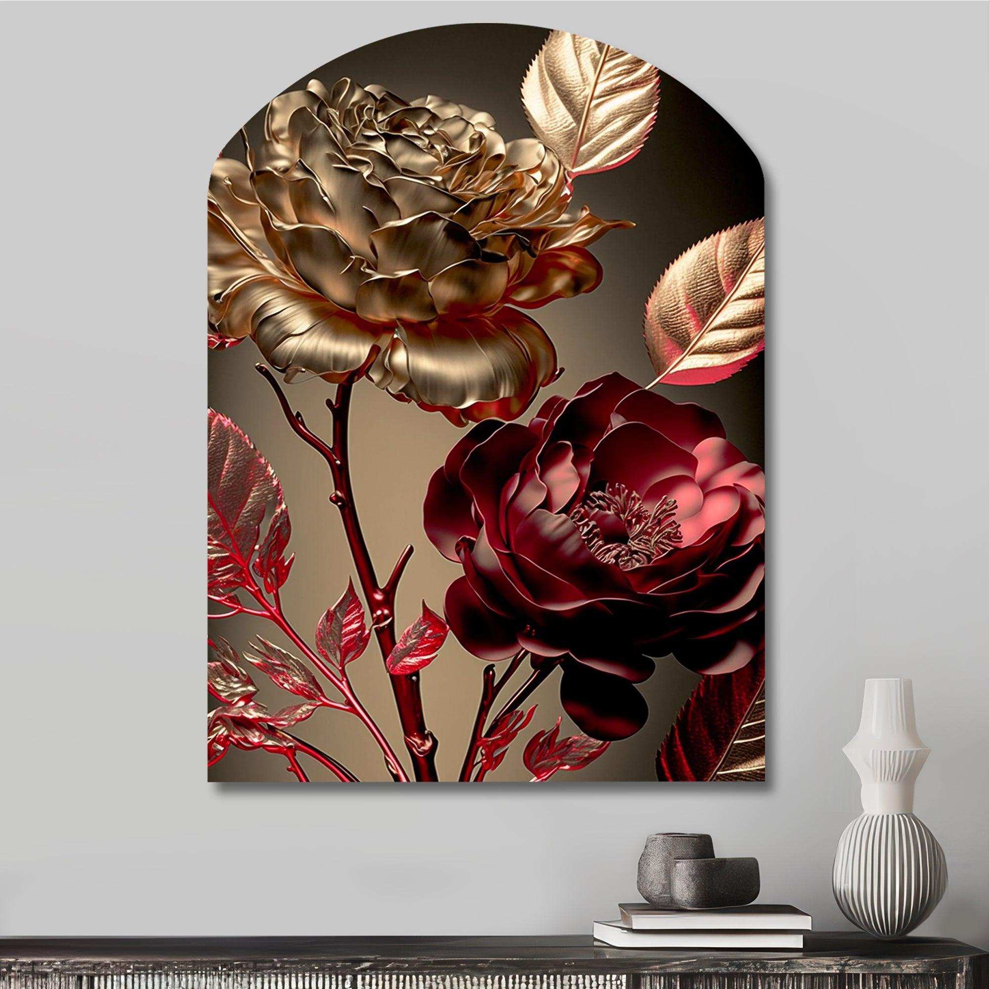 Vintage Glam Rose VI - Asymmetric Metal Wall Art