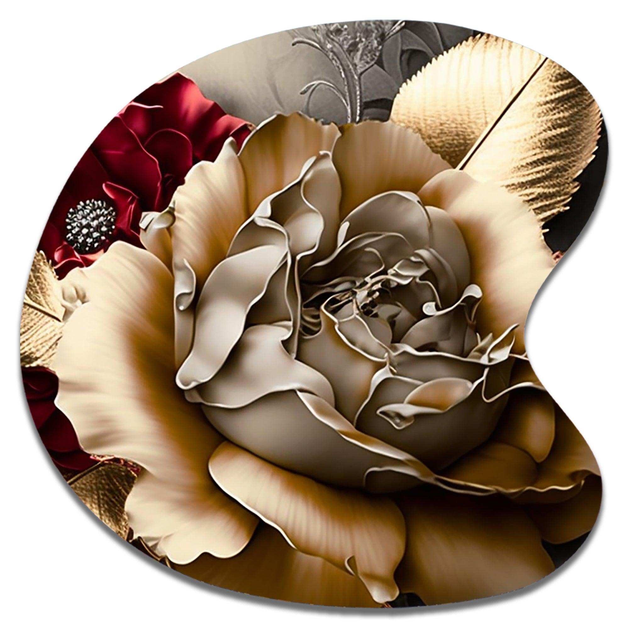 Blossoming Vintage Rose - Asymmetric Metal Wall Art