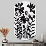 Black And White Graphic Flowers V - Asymmetric Metal Wall Art